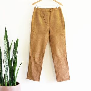 High Rise Tan Suede Pants